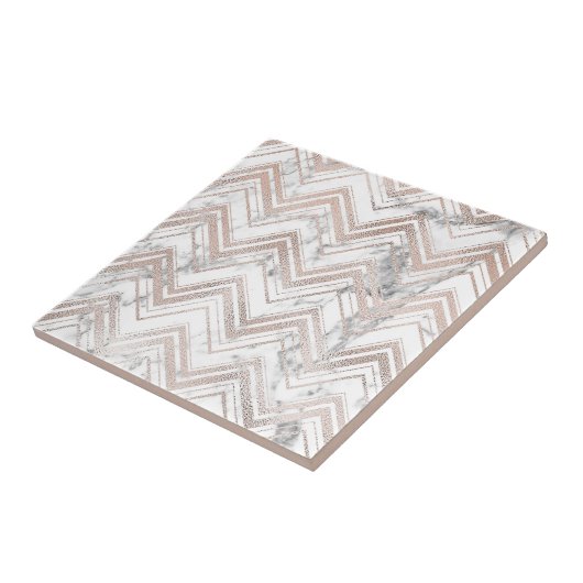 Rosengold- und -marmorzickzack fliese (Seite)