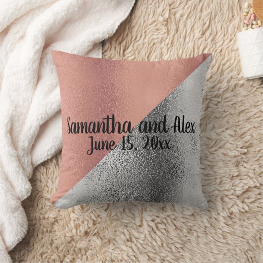 Rosengold und Silbermetall Kissen (Decke)