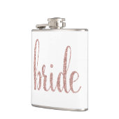 Rosengoldbrautflasche, Glitter-Schriftart Flachmann (Links)