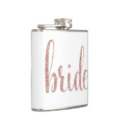 Rosengoldbrautflasche, Glitter-Schriftart Flachmann (Rechts)