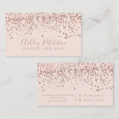 Rosengoldconfetti erröten Haarmake-uptypographie Visitenkarte (Vorne/Hinten)