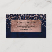 Rosengoldconfetti-Marineblau des Make-upkünstlers Visitenkarte (Rückseite)