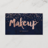 Rosengoldconfetti-Marineblau des Make-upkünstlers Visitenkarte (Vorderseite)