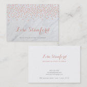 Rosengoldconfetti und Marmorgeschäftskarte Visitenkarte (Vorne/Hinten)