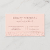 Rosengolddreiecke erröten Haarmake-uptypographie Visitenkarte (Rückseite)