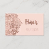 Rosengolderröten blumenmandala-Haartypographie Visitenkarte (Vorderseite)