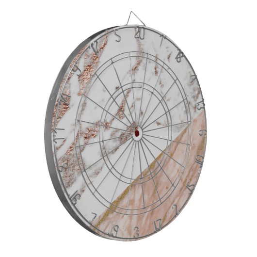 Rosengoldfolie über Marmor Dartscheibe (Vorderseite Links)