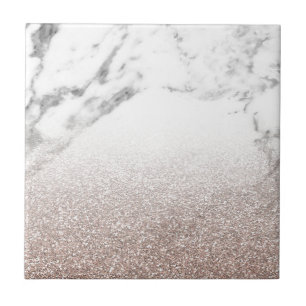 RosengoldGlitter auf Marmor Fliese