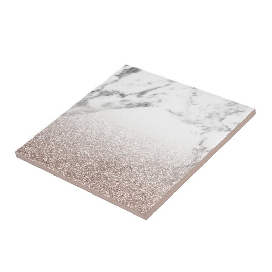 RosengoldGlitter auf Marmor Fliese (Seite)