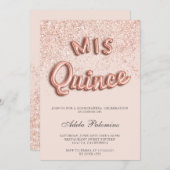 RosengoldGlitter-Ballone Chic erröten Quinceañera Einladung (Vorne/Hinten)