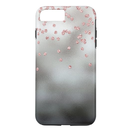 RosengoldGlitter Confetti auf Silber Case-Mate iPhone Hülle (Rückseite)