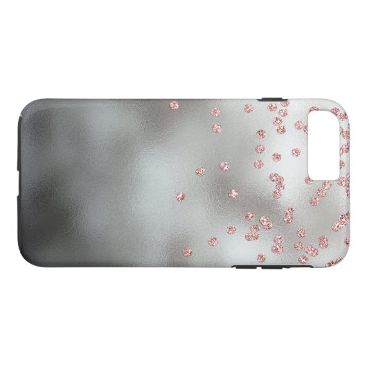 RosengoldGlitter Confetti auf Silber Case-Mate iPhone Hülle (Rückseite (Horizontal))