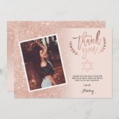 RosengoldGlitter danken Ihnen, mitzvah Foto zu Dankeskarte (Vorne/Hinten)