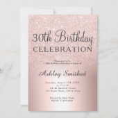 RosengoldGlitter ombre metallischer 30. Geburtstag Einladung (Vorderseite)