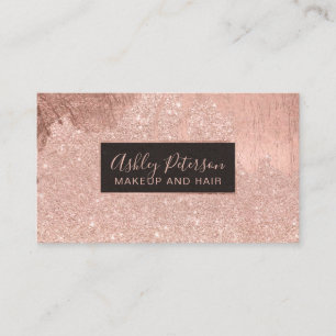 RosengoldGlitter-Tropfenhaar-Make-uptypographie Visitenkarte