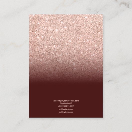 RosengoldGlitterschmuck-Ohrringanzeige Visitenkarte (Rückseite)