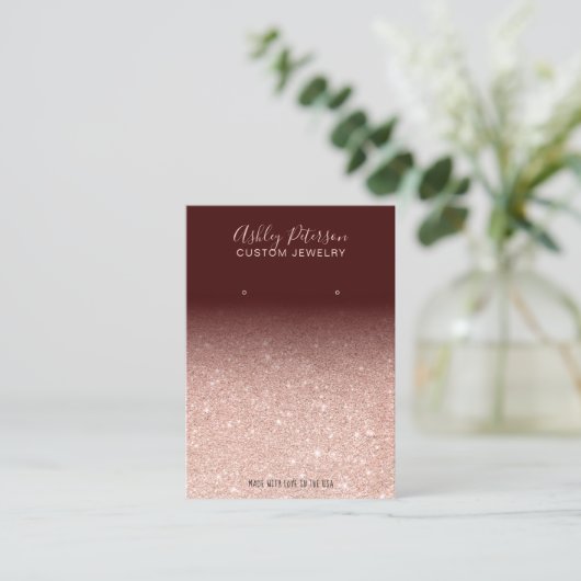 RosengoldGlitterschmuck-Ohrringanzeige Visitenkarte (Stehend Vorderseite)