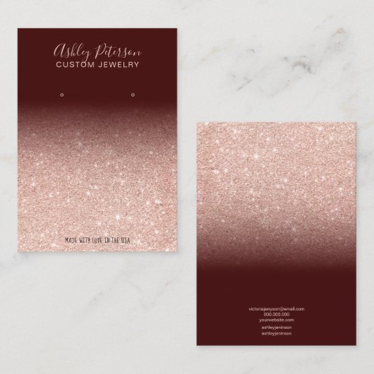 RosengoldGlitterschmuck-Ohrringanzeige Visitenkarte (Vorne/Hinten)