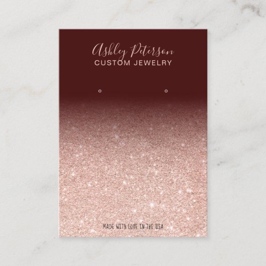 RosengoldGlitterschmuck-Ohrringanzeige Visitenkarte (Vorderseite)