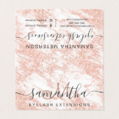 RosengoldGlitterweiße Marmoraugenfürsorge Visitenkarten (Außenseite Aufgefaltet)