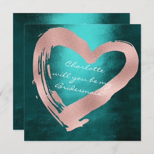 Rosengoldherz Aquamarin wird überragt sein Einladung (Vorne/Hinten)