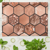 Rosengoldhexaglam Geschirrtuch (Gefaltet)