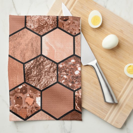 Rosengoldhexaglam Geschirrtuch (Viertel Falte)