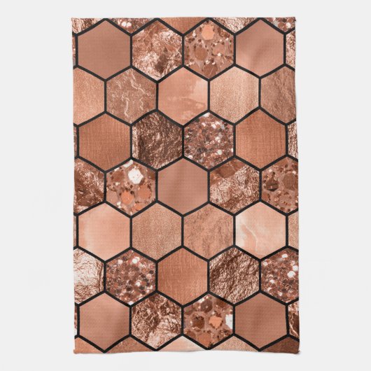 Rosengoldhexaglam Geschirrtuch (Vertikal)