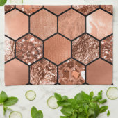 Rosengoldhexaglam Geschirrtuch (Gefaltet)