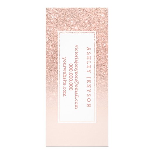 RosengoldImitat-Glitterrosa ombre Geschäftsdetails Werbekarte (Hinten)
