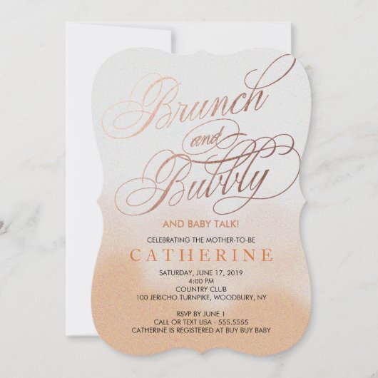 RosengoldImitat vereitelt, Brunch u. sprudelnde Einladung (Vorderseite)