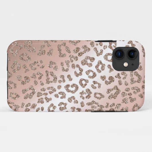 Rosengoldleoparddruck-Glitterfall Case-Mate iPhone Hülle (Rückseite (Horizontal))