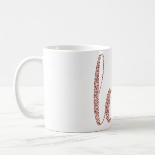 RosengoldLiebe-Kaffee-Tasse, Glitter-Schriftart Kaffeetasse (Links)