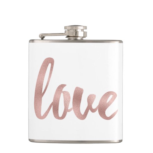 RosengoldLiebeflasche, Folien-Schriftart Flachmann (Vorderseite)