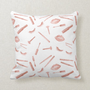 Rosengoldmake-upkünstler peitscht kissen