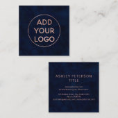 Rosengoldmarineblau Watercolor des Quadratische Visitenkarte (Vorne/Hinten)