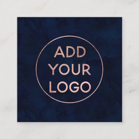 Rosengoldmarineblau Watercolor des Quadratische Visitenkarte (Vorderseite)