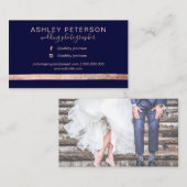 Rosengoldmarinehochzeits-Fotograftypographie Visitenkarte (Vorne/Hinten)