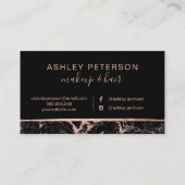 Rosengoldmarmorhaar-Make-uptypographie Visitenkarte (Rückseite)