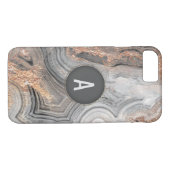 Rosengoldmonogramm grauer geode Case-Mate iPhone hülle (Rückseite (Horizontal))