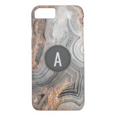 Rosengoldmonogramm grauer geode Case-Mate iPhone hülle (Rückseite)