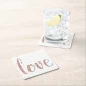 Rosengoldpapier-Untersetzer, Liebe, Rechteckiger Pappuntersetzer (Vor Ort)