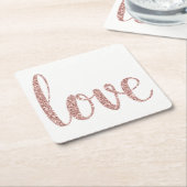 Rosengoldpapier-Untersetzer, Liebe, Rechteckiger Pappuntersetzer (angewinkelt)