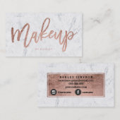 Rosengoldtypographie-Weißmarmor des Makes-up Visitenkarte (Vorne/Hinten)