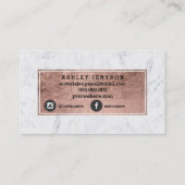 Rosengoldtypographie-Weißmarmor des Makes-up Visitenkarte (Rückseite)