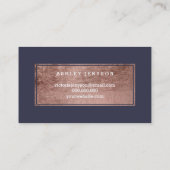 Rosengoldtypographieblau des Make-upkünstlers Visitenkarte (Rückseite)