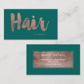 Rosengoldtypographiegrün des Haar-Stylisten Visitenkarte (Vorne/Hinten)