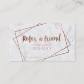 Rosengoldtypographiemarmor der Haarempfehlung Empfehlungskarte (Rückseite)