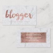 Rosengoldtypographiemarmor des Blogger moderner Visitenkarte (Vorne/Hinten)