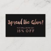 Rosengoldtypographieschwarzes der Empfehlungskarte (Vorderseite)